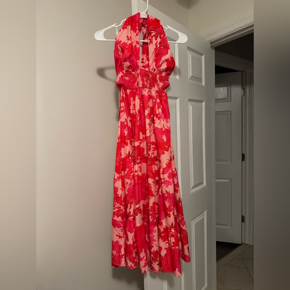 Luxe Red and White Ruffled Tiered Wrap Sundress